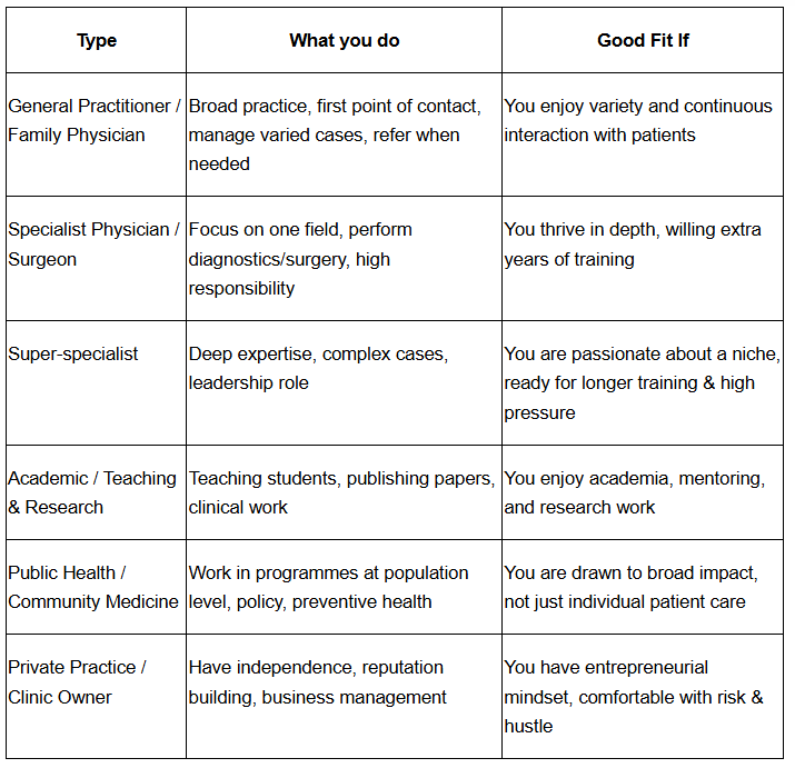 Types of Doctor Careers